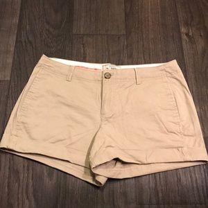 Khaki shorts, 3 1/2 inch inseam with cuffed legs.